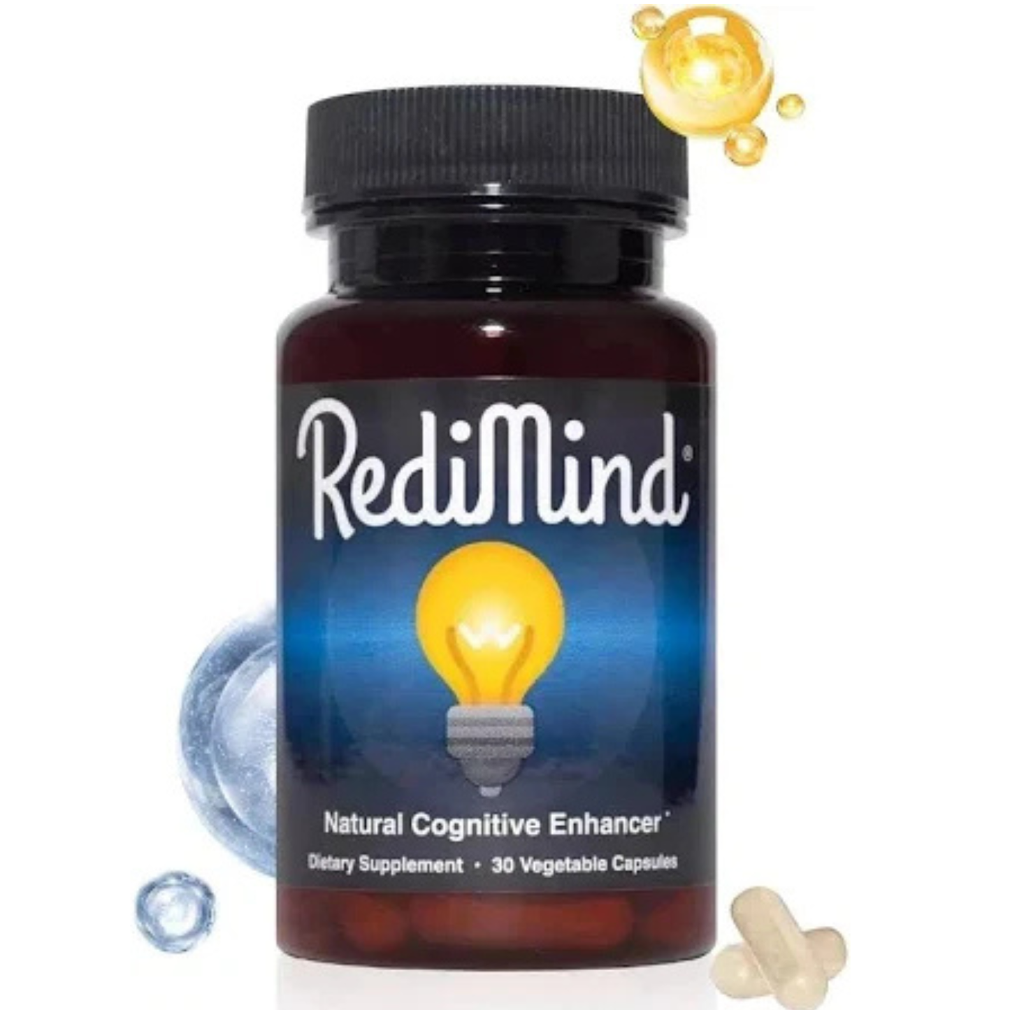 Redimind Natural Cognitive Support Capsules – Vegan, Non-GMO, Gluten-Free Nootropic Supplement (30 Count)