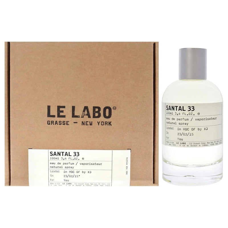 Le Labo Santal 33 Eau de Parfum Spray – Unisex Fragrance – 3.4 oz (100 ml)